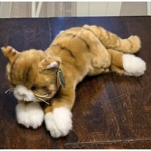 The Bearington Collection Tabby Cat Plush Orange Stuffed Animal Toy New